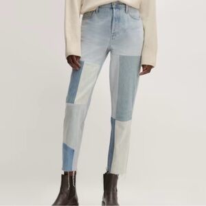 Everlane Two-Tone Ankle Jeans - Blue and White